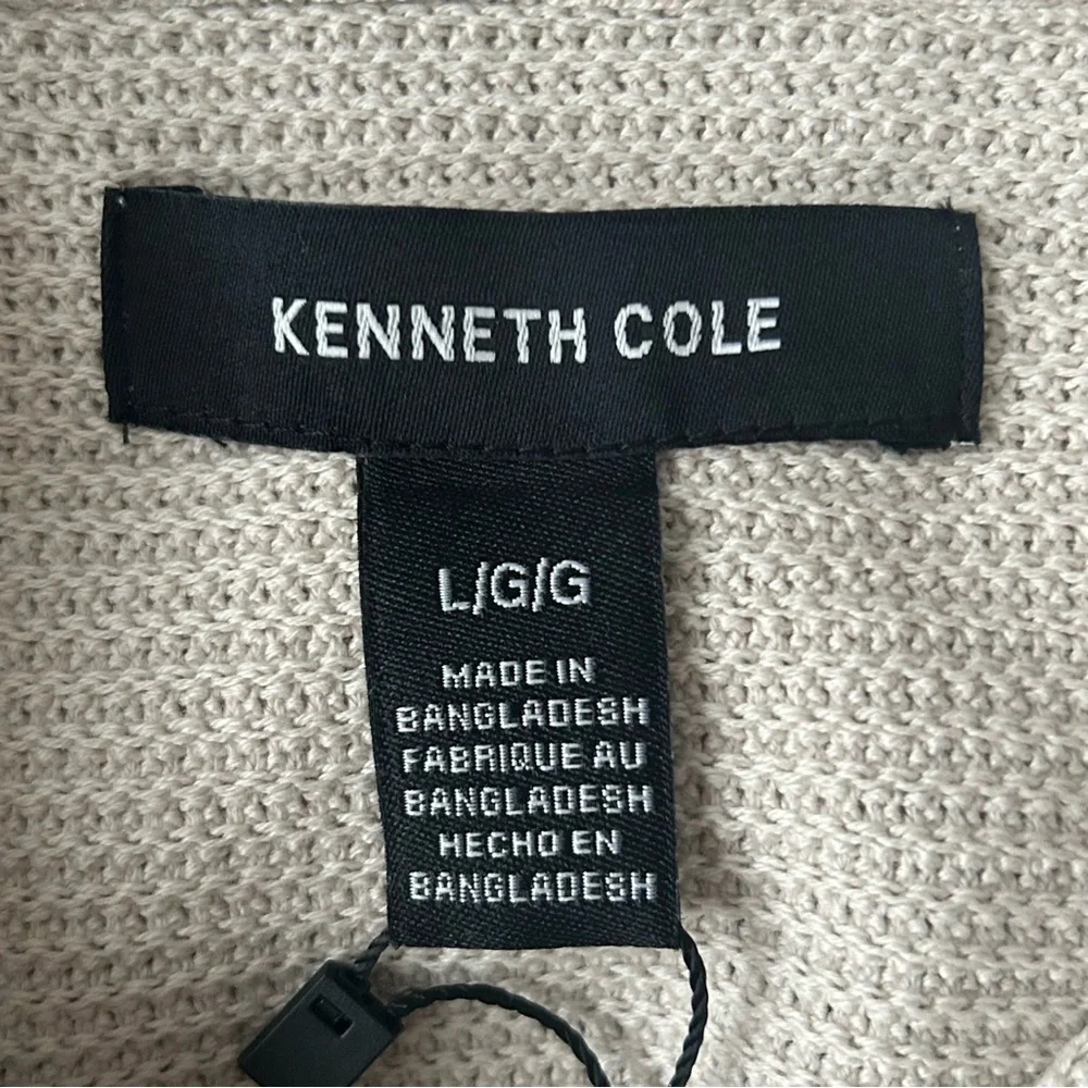 NEW Kenneth‎ Cole Tan Dip-Dyed 100% Cotton Hooded Waffle Long Sleeve Sweater